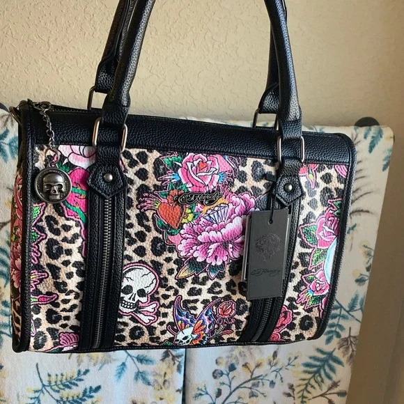 Ed Hardy | Bags | Ed Hardy Leopard Print Satchel With Pink  display picture 1